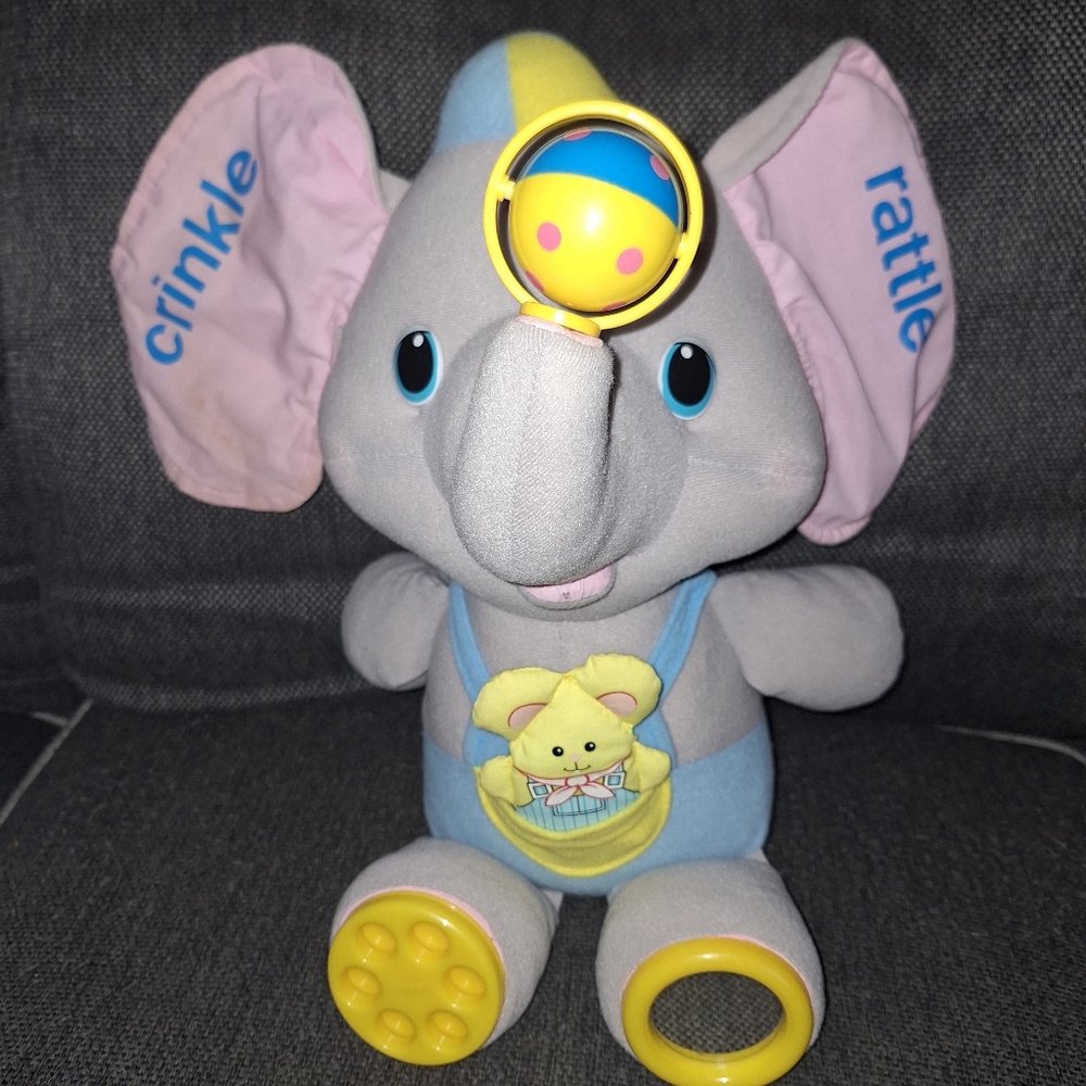Playskool Elephant Sensory Toy Plush Vintage 1986 Baby 17" Developmental OT